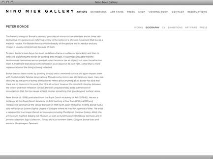 Nino Mier Gallery - News - exhibit-E | Website Design for the Art World