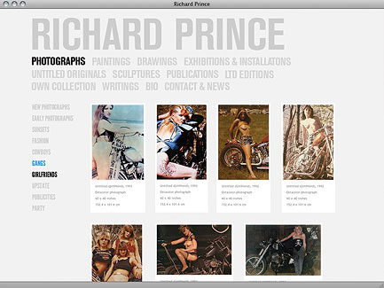 Richard Prince - Case Studies - exhibit-E | Website Design for the Art World